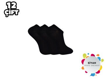 İntegral 006 Siyah Bayan Penye Sneakers Çorap 12'li