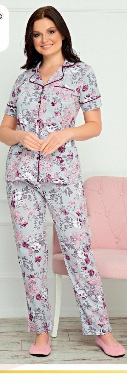 Alperi 78-451 Bayan Kısa Kol Düğmeli Pijama Takım