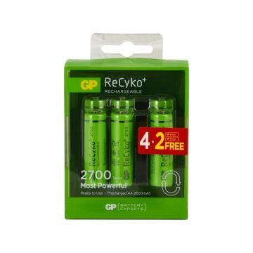 GP ReCyko AA 2700 Series 4+2 2600 mAh Şarjlı Kalem Pil 6lı