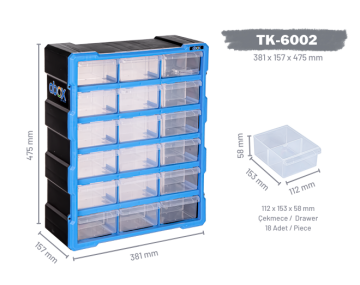 Plastik Monoblok  18 Çekmeceli set  TK-6002