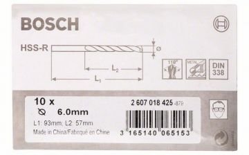 Metal matkap ucu HSS-R, DIN 338 6.0mm (10 adet)