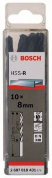 Metal matkap ucu HSS-R, DIN 338 8.0mm (10 adet)