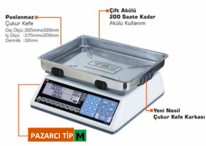 TEM -Elektronik Onaylı 60 kg Pazarcı Terazi