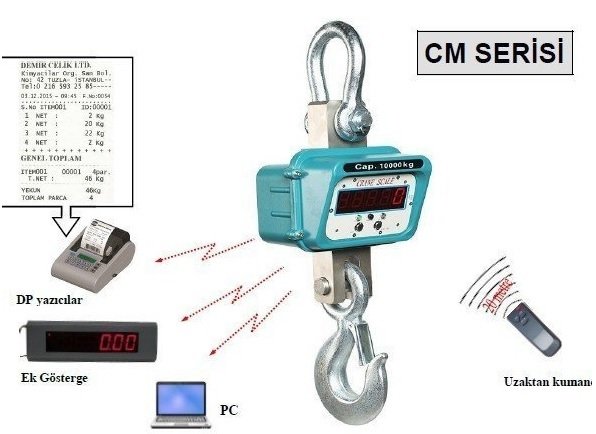 Densi -CM 5 Ton Askılı Yazıcılı Vinç Kantarı Kumandalı Yazıcılı