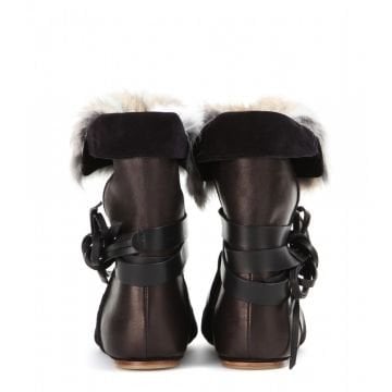 Nia Suede and Leather Ankle Boots - Bot, Siyah