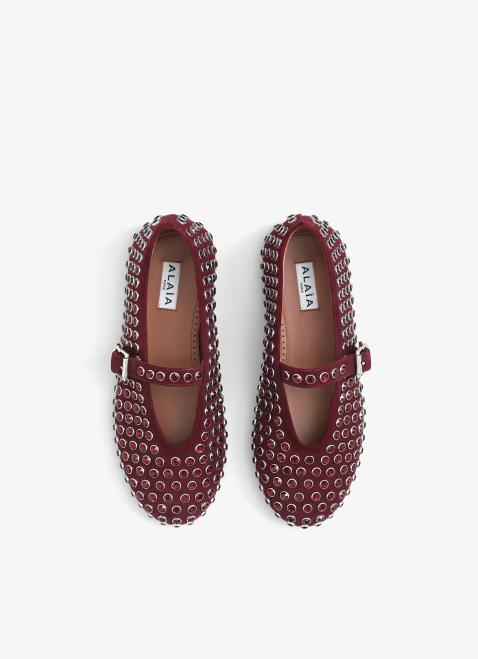 SUEDE BALLERINAS WITH RHINESTONE - Babet