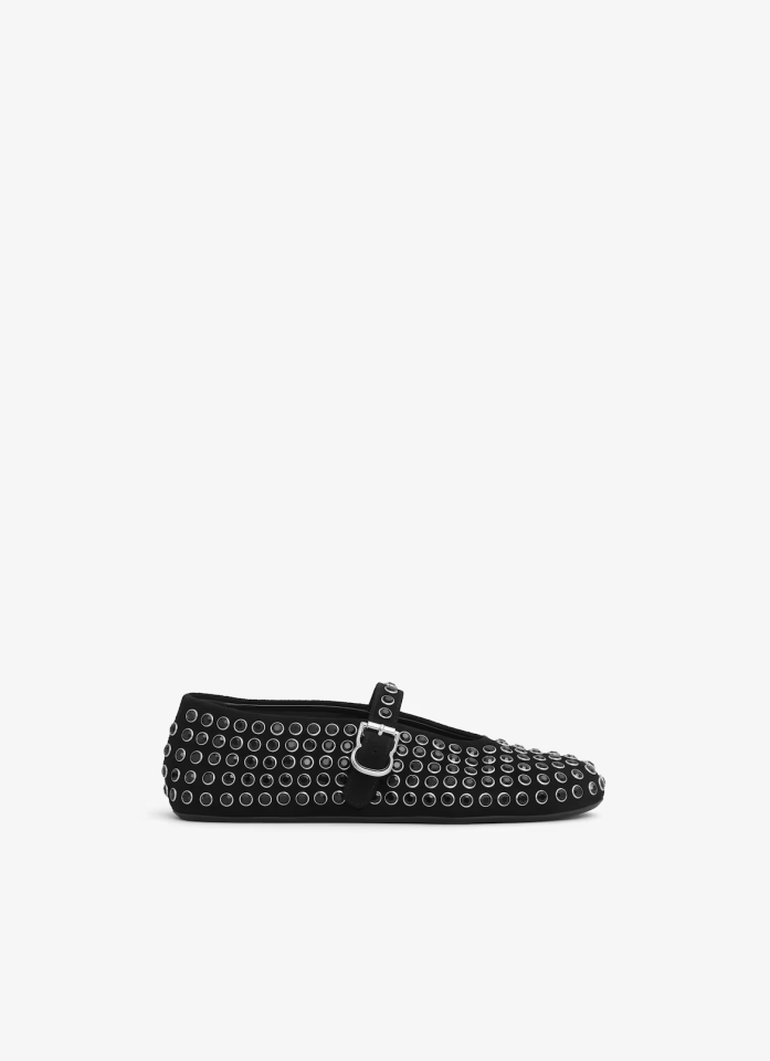 SUEDE BALLERINAS WITH RHINESTONE - Babet