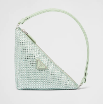Crystal-studded satin pouch - Bag, Green
