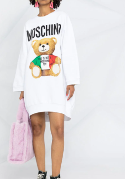 Teddy Bear print long-sleeved T-shirt - Sweatshirt, Beyaz