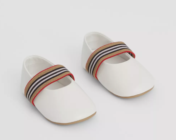 Icon Stripe Detail Ballerinas - Bebek Babet Ayakkabı, Beyaz