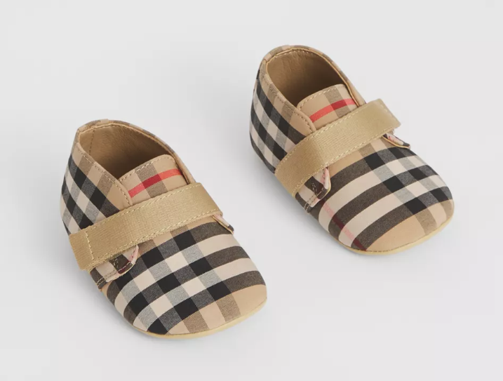Vintage Check Cotton Booties Baby Shoes Patterned 19