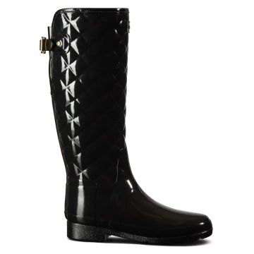 Original Refined Quilted Gloss Rain Boots - Boots, Black