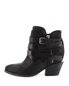 Manhattan Strappy Leather Bootie - Bot, Siyah