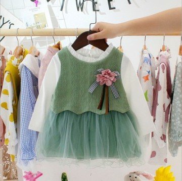 Tutu Dress with Knitted Vest, Green