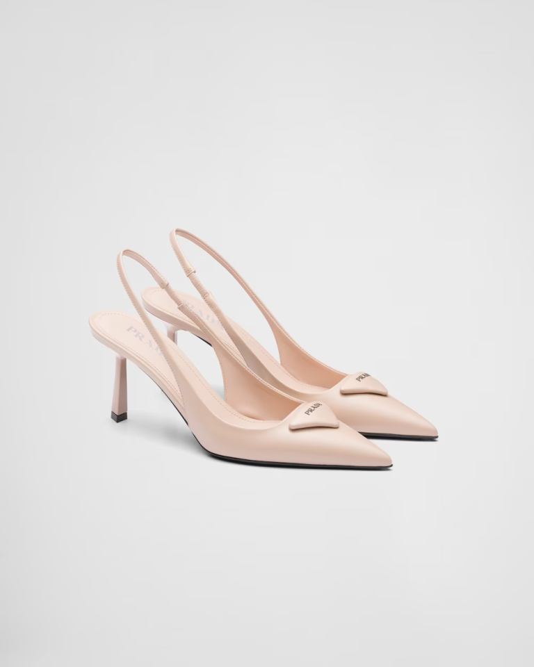 Brushed leather slingback pumps - Topuklu Ayakkabı