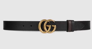 Reversible belt with Double G buckle - Kemer, Siyah