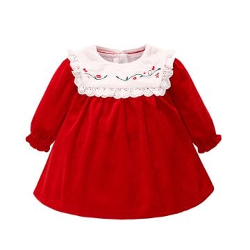 Nostalji Bebeği Kadife Elbise, Kırmızı