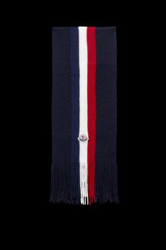 Tricolour Wool Scarf - Scarf, Navy Blue