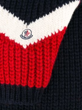 Tricolour Knit Gloves - Eldiven, Siyah