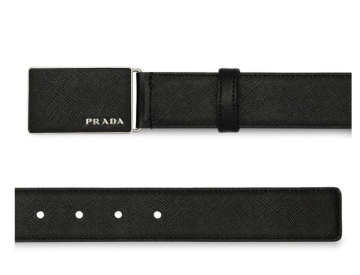 pebbled effect logo buckle belt - Kemer, Siyah