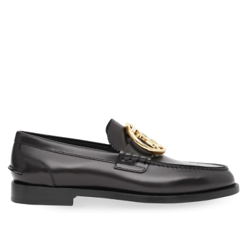 Monogramm-Leder-Loafer – Schuhe, Schwarz