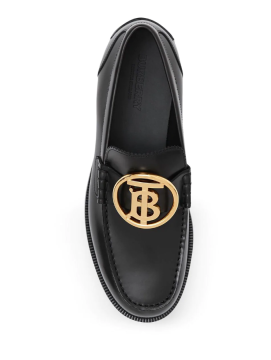 Monogramm-Leder-Loafer – Schuhe, Schwarz