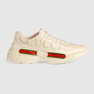 Rhyton Ledersneaker mit Gucci-Logo – Schuhe, Creme