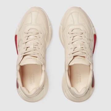 Rhyton Gucci logo leather sneaker - Shoes, Cream
