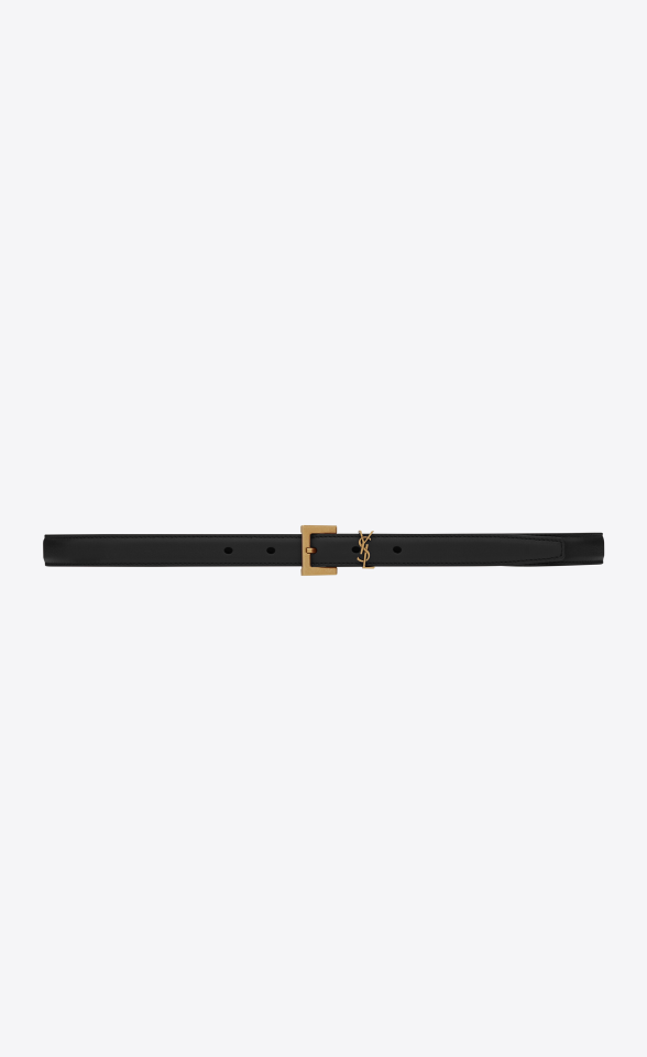 CASSANDRE THIN BELT WITH SQUARE BUCKLE IN BOX SAINT LAURENT LEATHER - Kemer