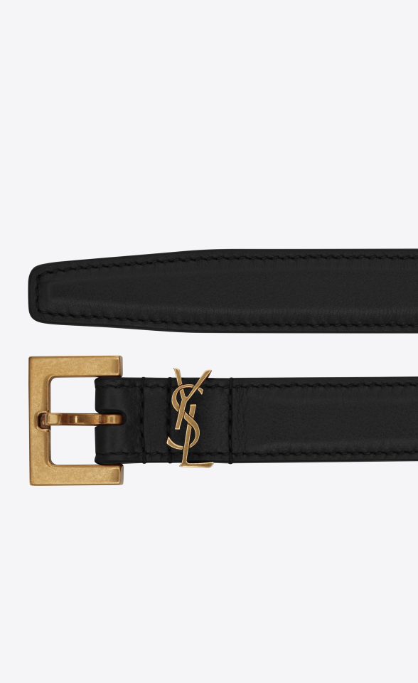 CASSANDRE THIN BELT WITH SQUARE BUCKLE IN BOX SAINT LAURENT LEATHER - Kemer