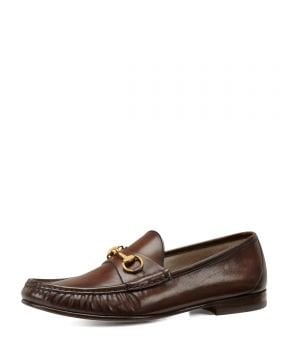 Leather Horsebit Loafers Shoes, Brown