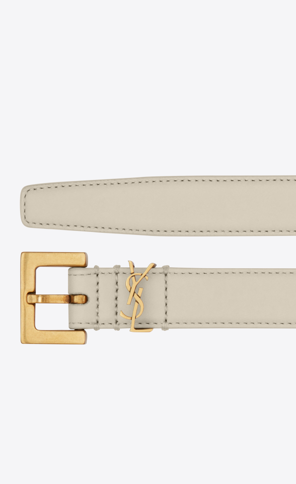 CASSANDRE THIN BELT WITH SQUARE BUCKLE IN BOX SAINT LAURENT LEATHER - Kemer