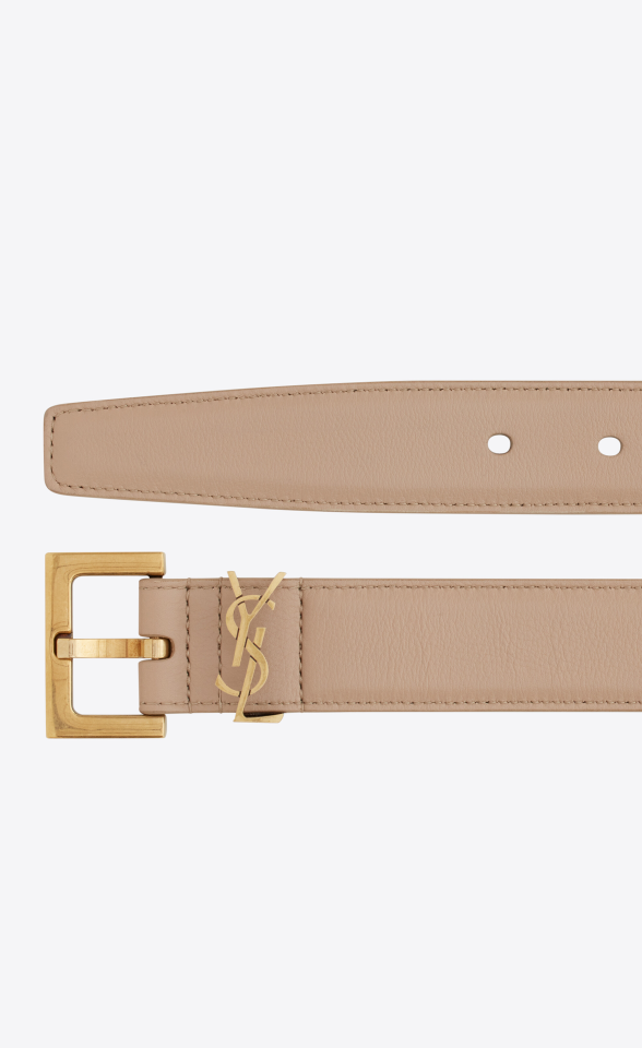 CASSANDRE THIN BELT WITH SQUARE BUCKLE IN BOX SAINT LAURENT LEATHER - Kemer