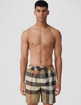 Exaggerated Check Drawcord Swim Shorts - Short Swimsuit, Patterned