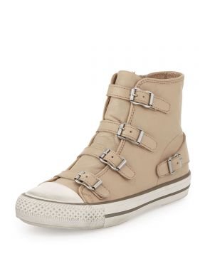 Virgin Buckled High-Top Sneaker, Krem