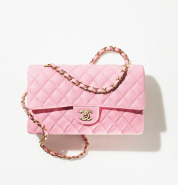 Classic Grained Shiny Calfskin HandBag - Bag, Pink