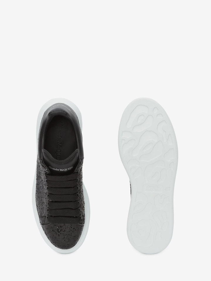 Women's Oversized Glitter Sneakers in Black - Ayakkabı