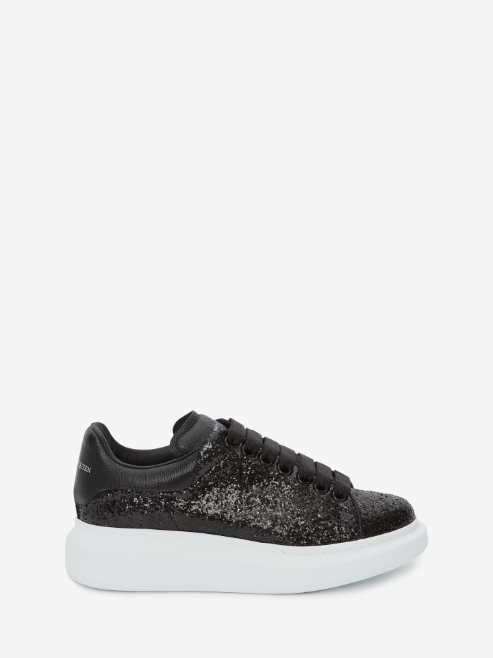 Women's Oversized Glitter Sneakers in Black - Ayakkabı