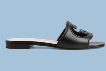 Women's Interlocking G cut-out slide sandal - Terlik, Siyah