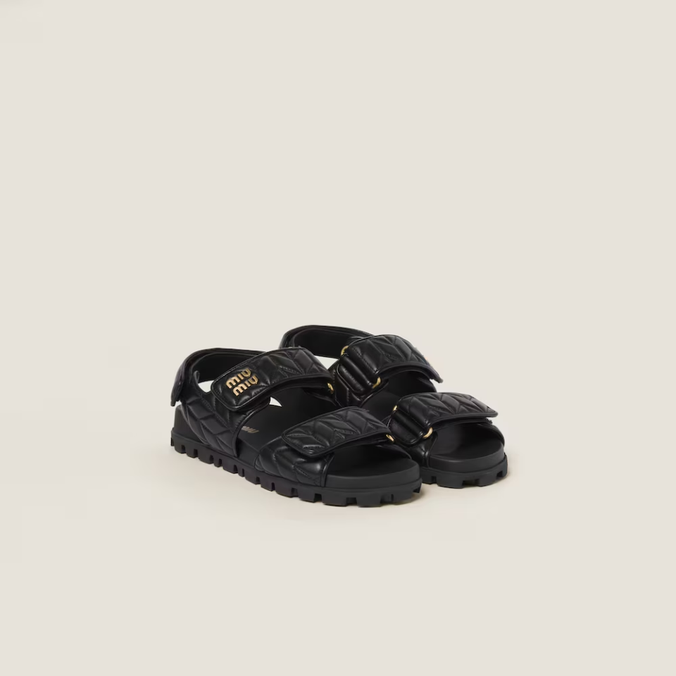 Sporty matelassé nappa leather sandals - Sandalet