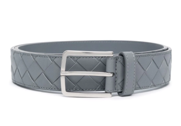 Intrecciato leather belt - Kemer, Gri