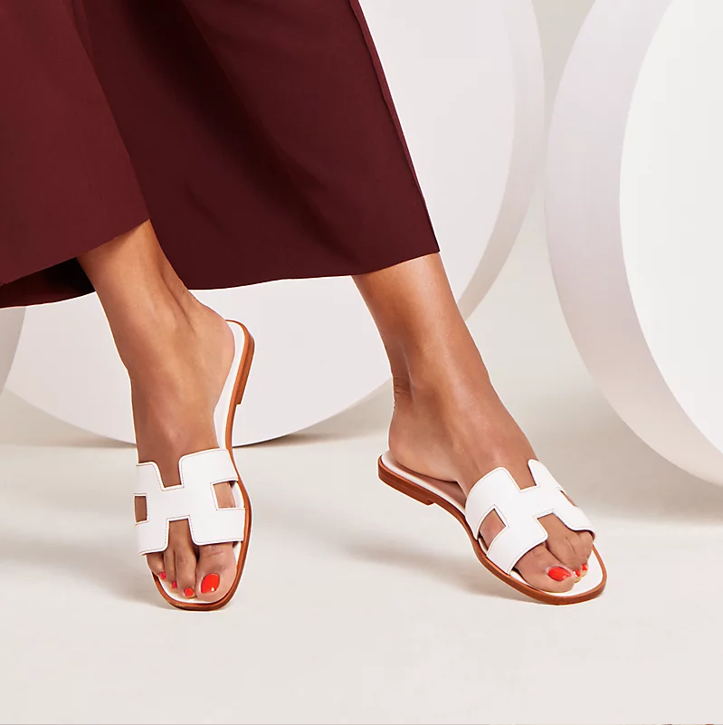 Hermes oran sandals white on sale