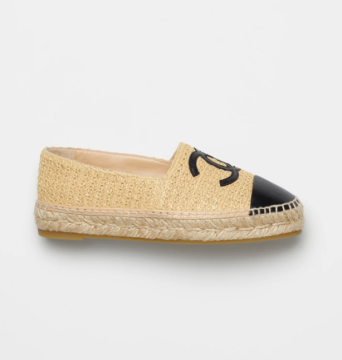 Braided Fabric Cap Toe CC Logo Espadrilles - Ayakkabı, Krem