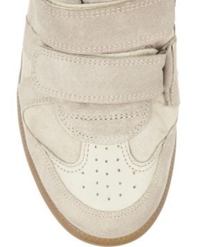The Bekett Suede and Leather High-Top Wedge Sneakers - Shoes, Cream