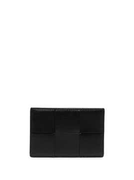 Intrecciato leather cardholder - Card Holder, Black