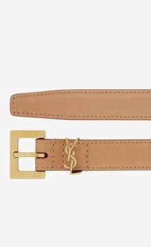 CASSANDRE THIN BELT WITH SQUARE BUCKLE IN VEGETABLE-TANNED LEATHER - Belt, Cream