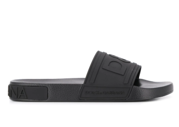 logo-embossed slides - Slippers, Black