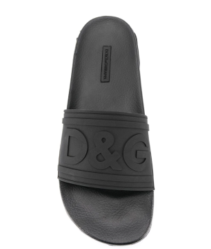 logo-embossed slides - Slippers, Black