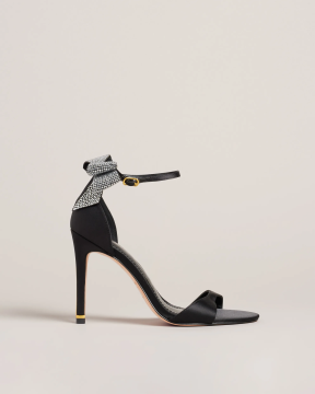 Hemary Satin-Kristall-Sandalen mit Schleife hinten – High Heels