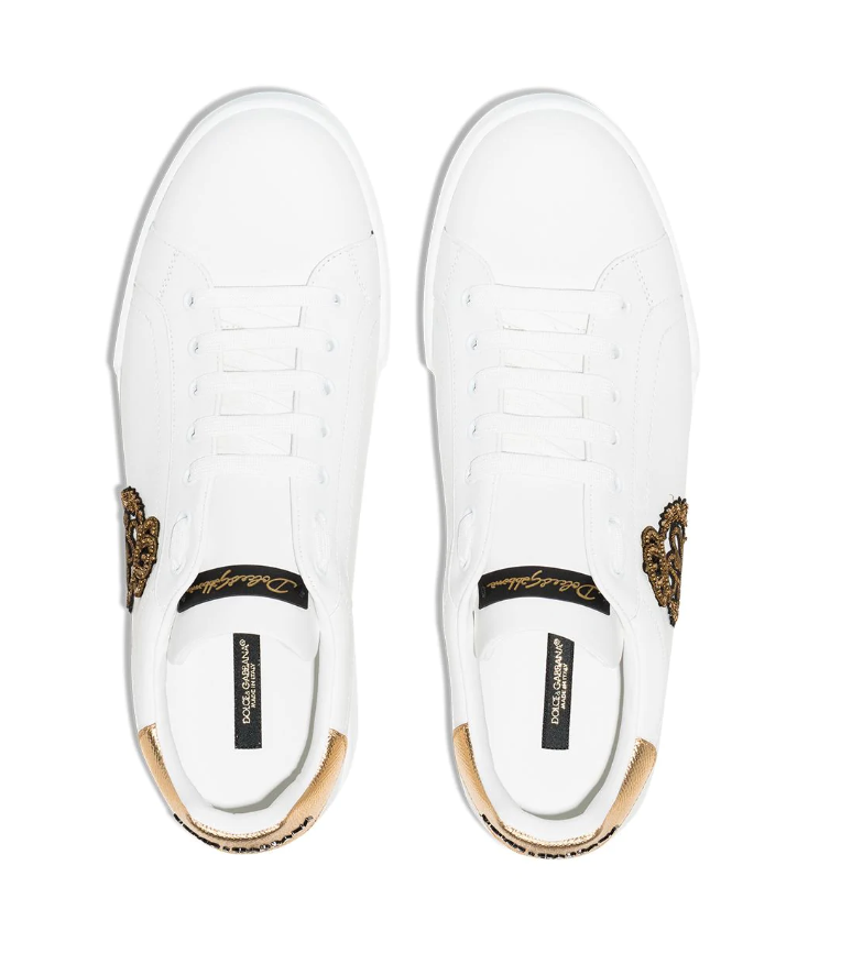 【送料&関税込】Dolce & Gabbana Portofino Logo Crest Lea Dolce Gabbana - Portofino logo crest leather sneakers
